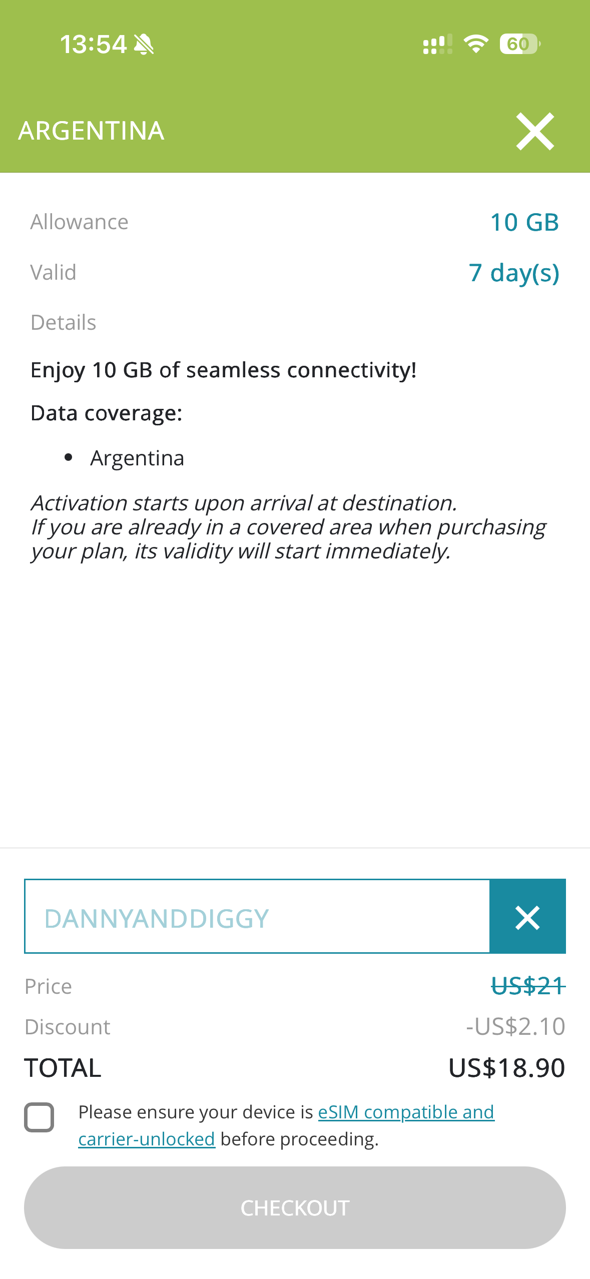 Proof that DANNYANDDIGGY code works for Ubigi